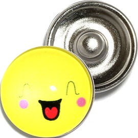 1pc 18mm Snap On Charm Funny Face Yellow ZR896